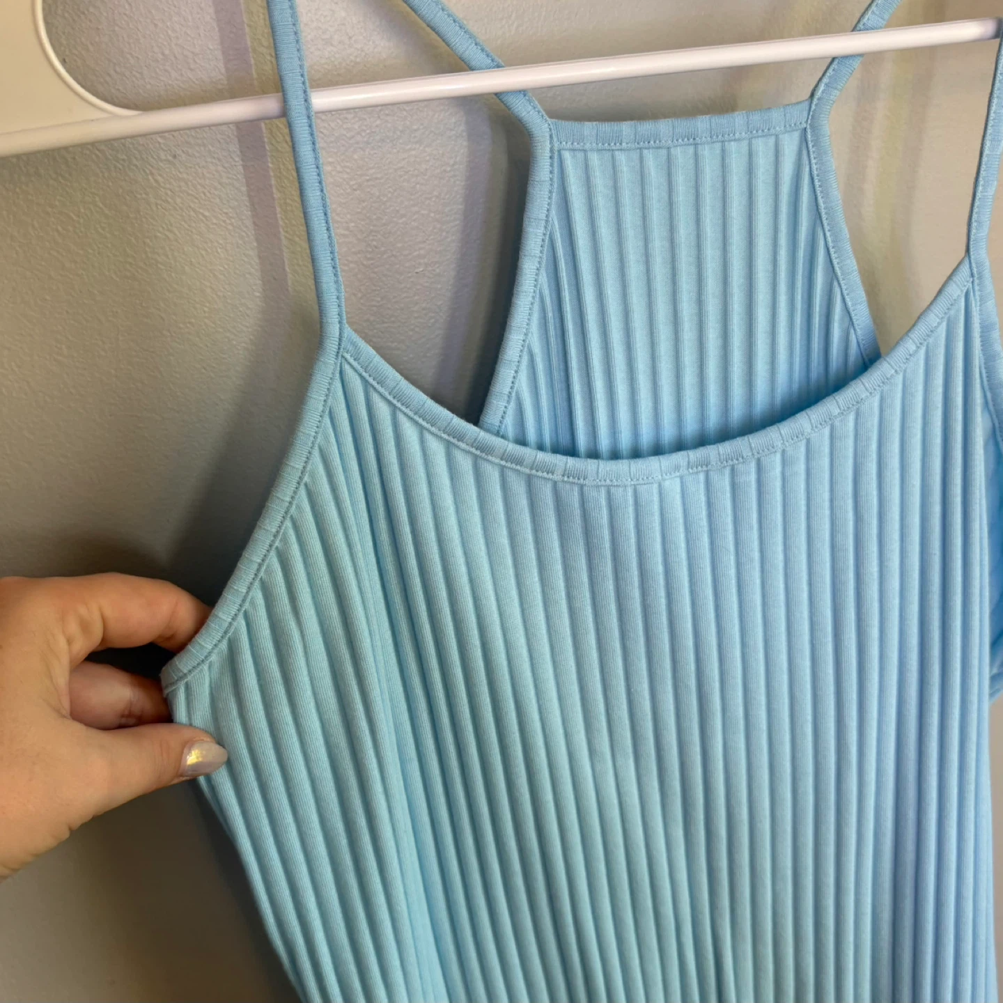 Zaful Light Blue Ribbed Racerback Cami Bodysuit Womens Size XL - photo 5