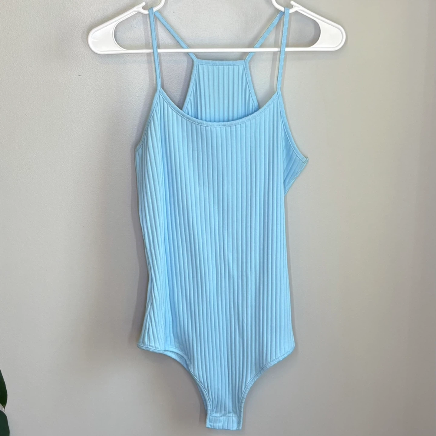 Zaful Light Blue Ribbed Racerback Cami Bodysuit Womens Size XL - photo 3