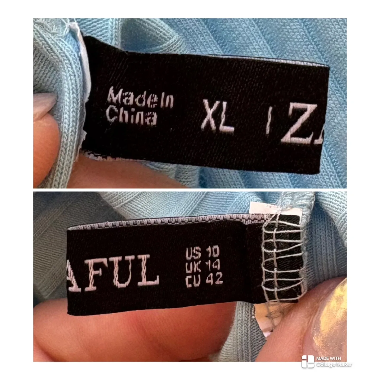 Zaful Light Blue Ribbed Racerback Cami Bodysuit Womens Size XL image indicator(10)