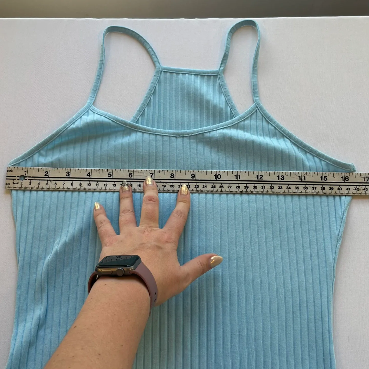 Zaful Light Blue Ribbed Racerback Cami Bodysuit Womens Size XL image indicator(7)