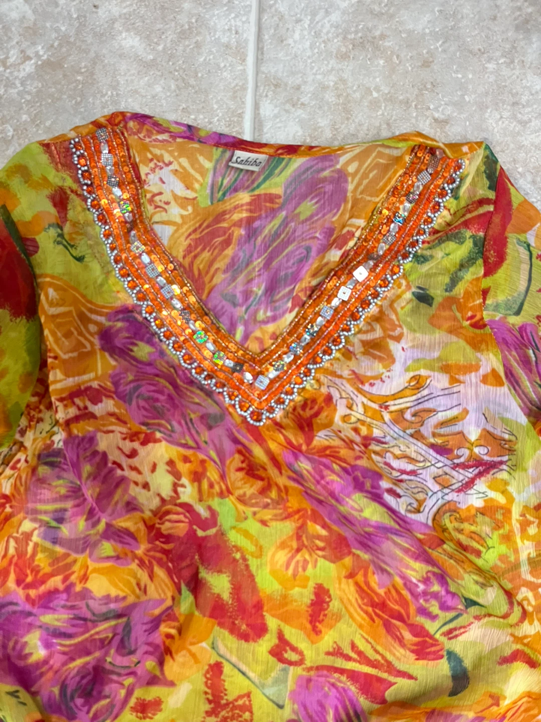 Sahiba Floral Print beach cover- Size OS (33-36) - photo 2