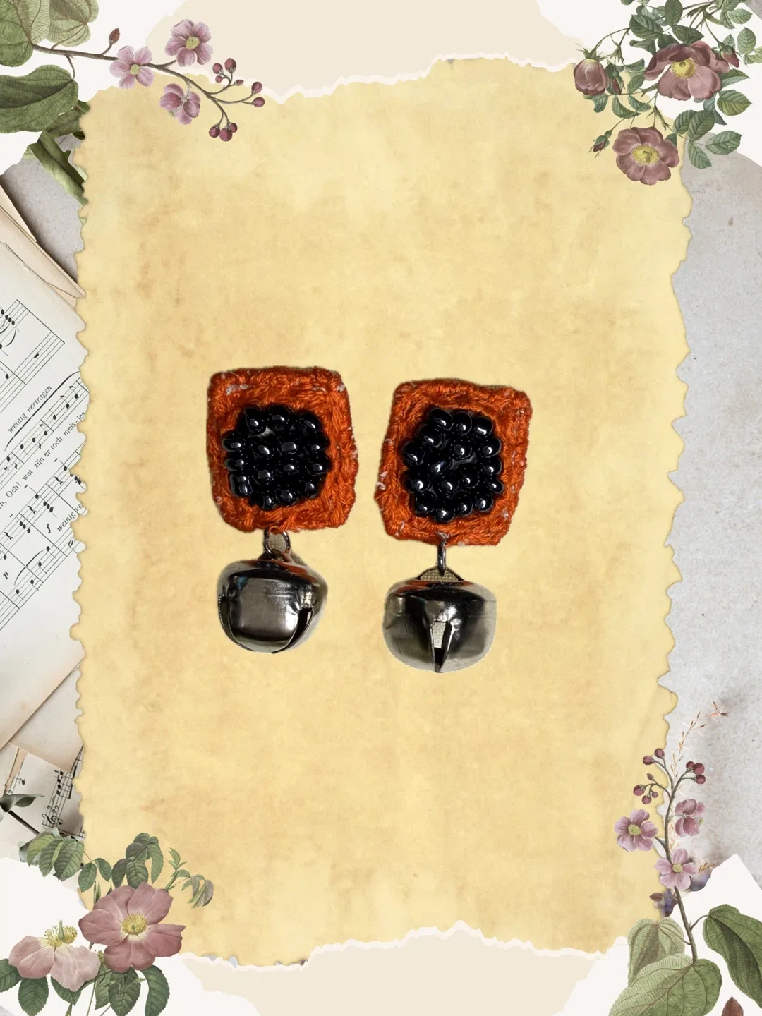 Handmade Crochet Earrings with Bells