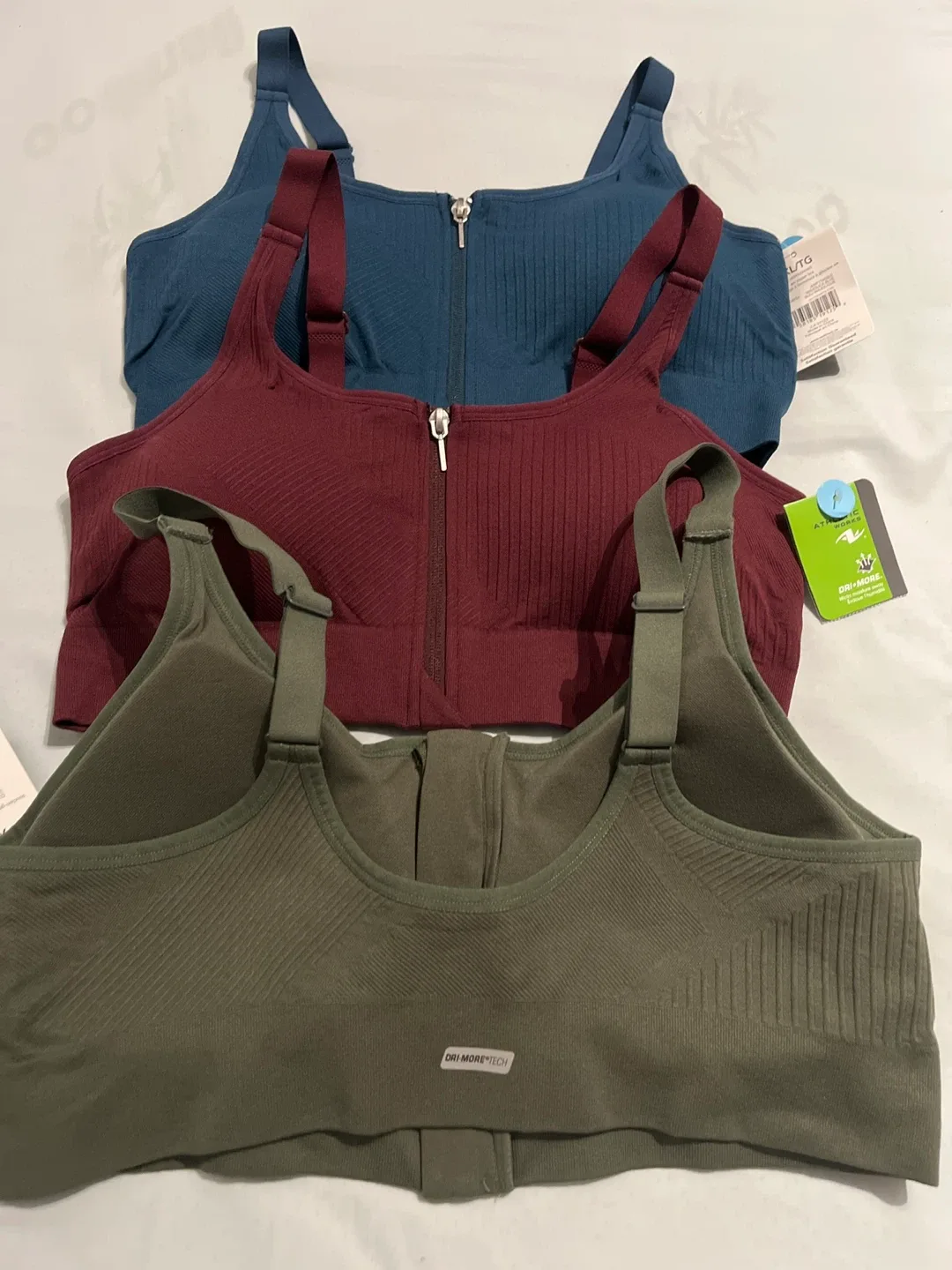 Athletic Works XL/TG Zipper Bras - 3 Pack New!! image indicator(5)