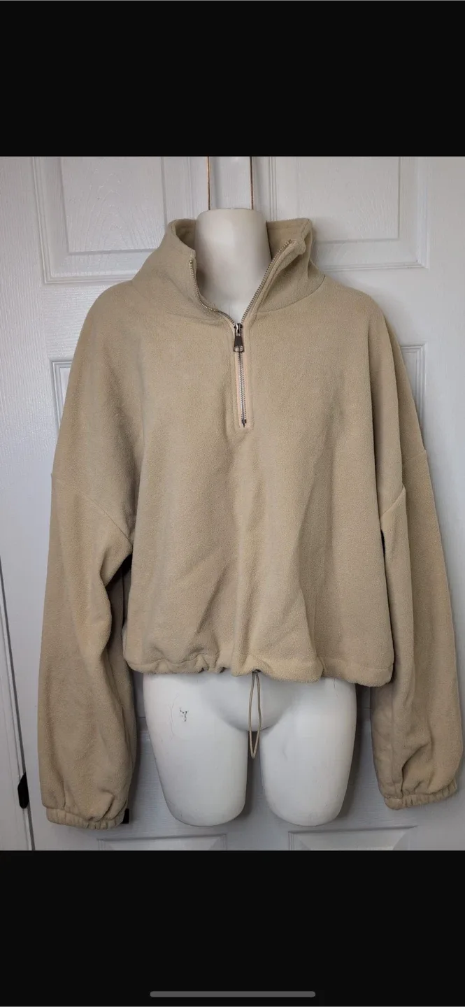 NEW! Beige Fleece Quarter Zip Pullover - Women's image indicator(6)
