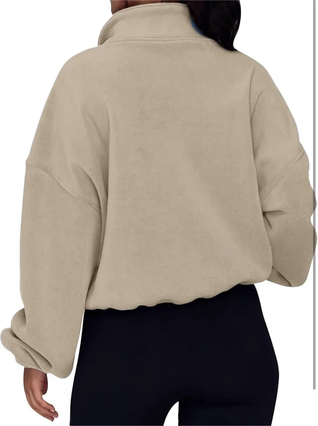 NEW! Beige Fleece Quarter Zip Pullover - Women's image indicator(4)