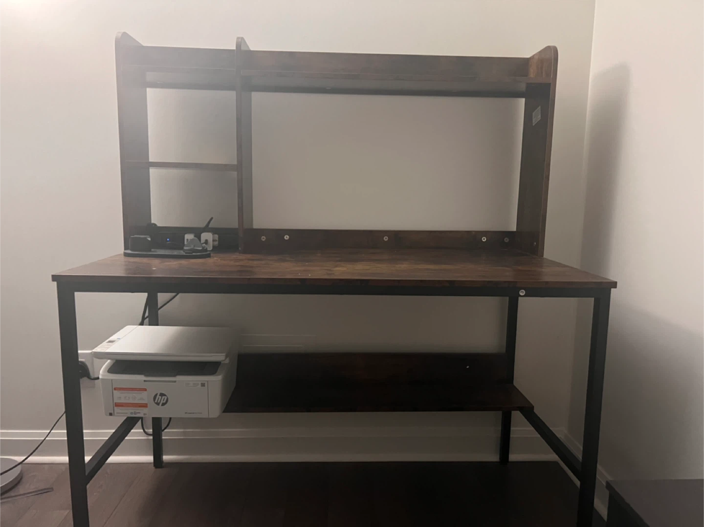 Rustic Brown Computer Desk  and black colour office chair - photo 4