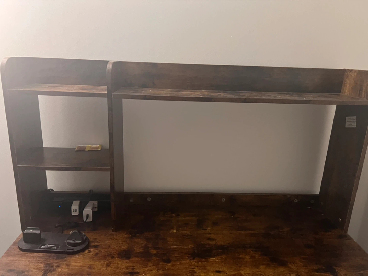 Rustic Brown Computer Desk  and black colour office chair - photo 3