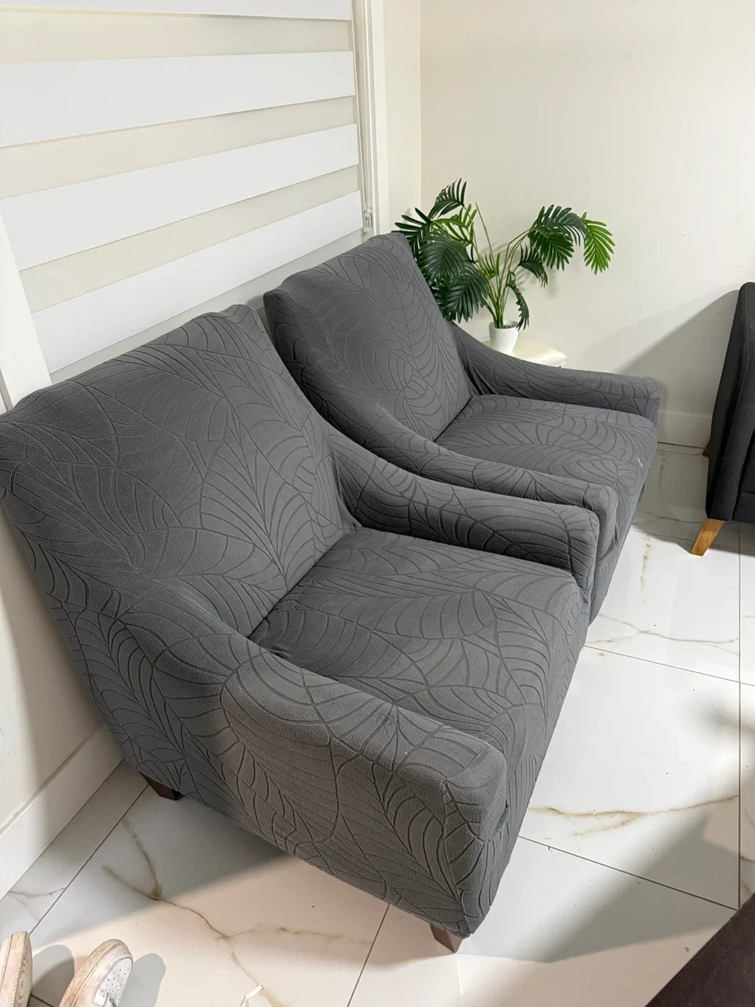 Two Grey Armchairs - good condition. image indicator(2)