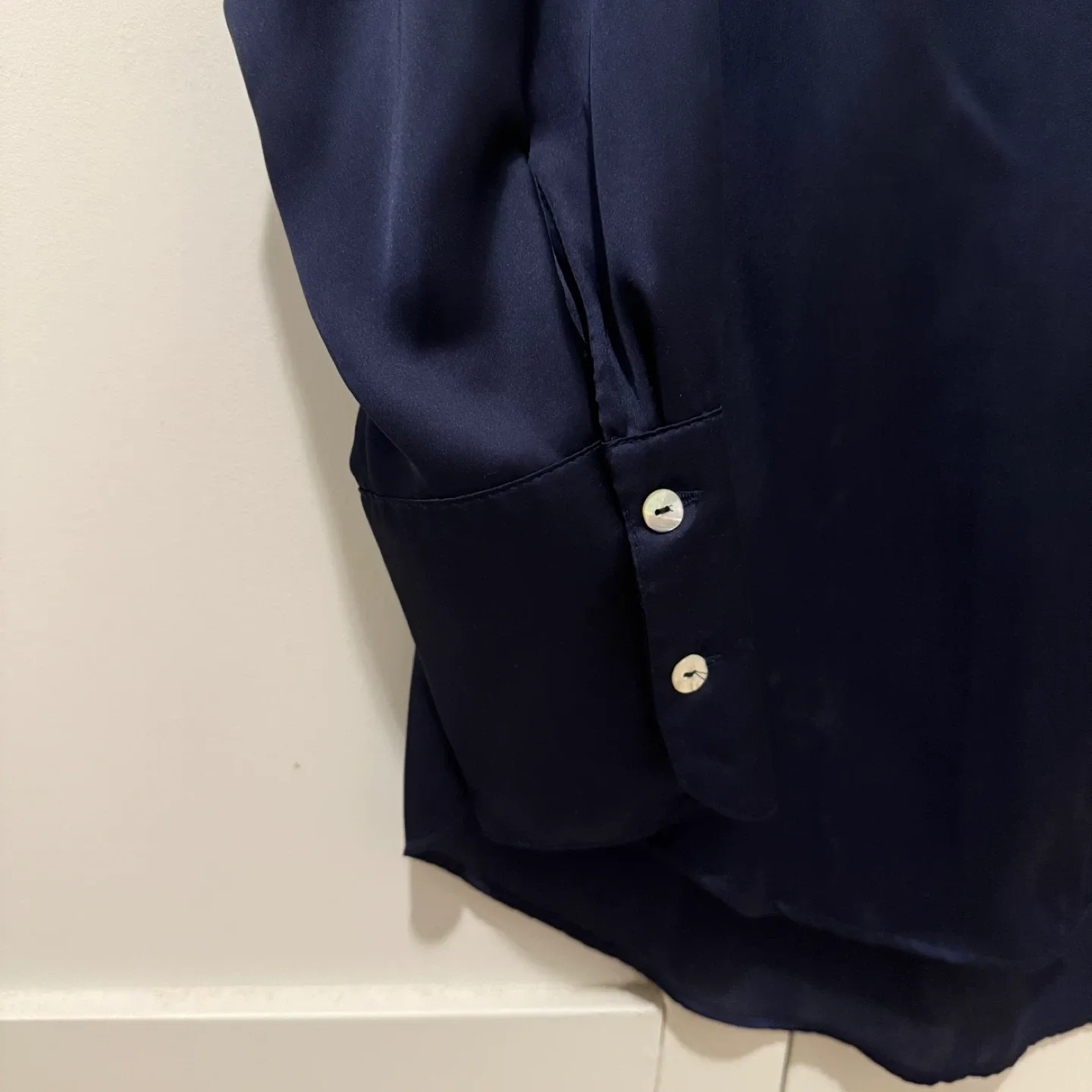 Zara navy satin effect blouse XS image indicator(3)