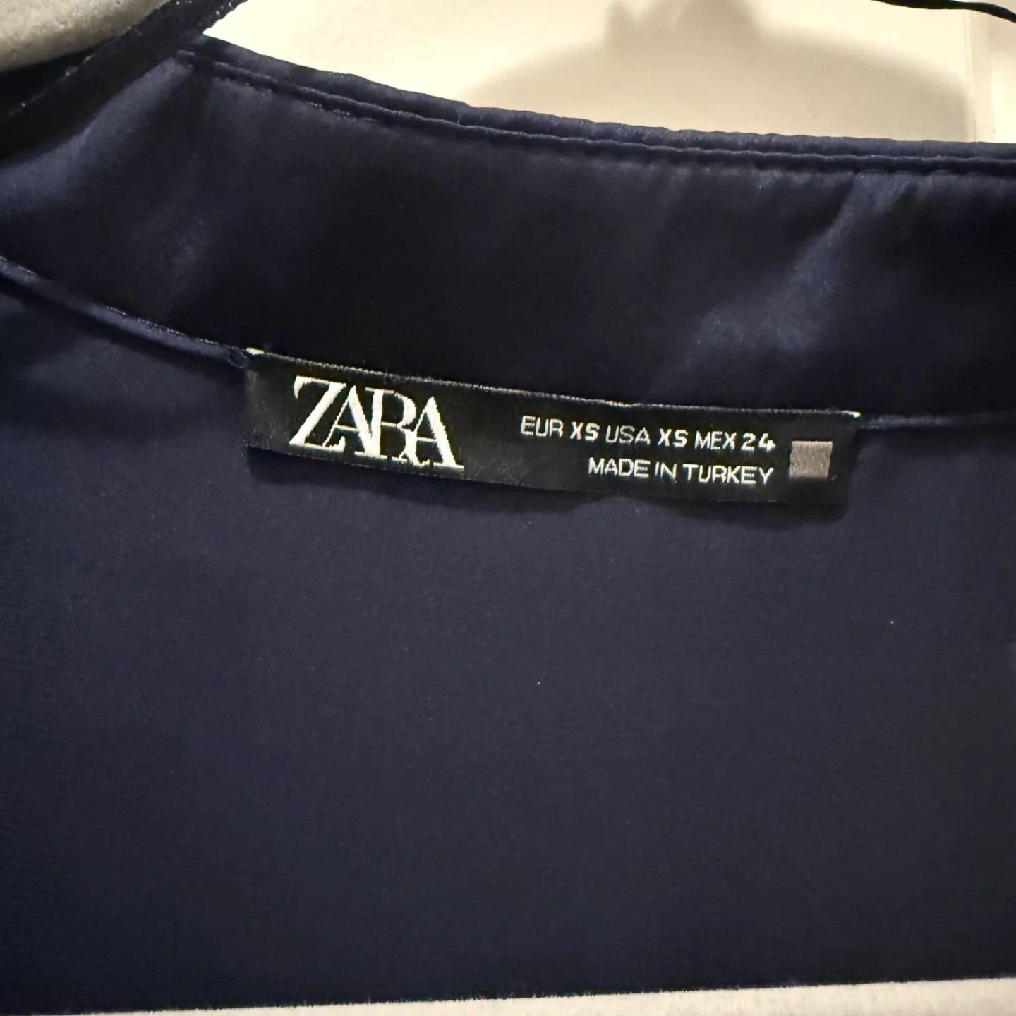 Zara navy satin effect blouse XS image indicator(4)