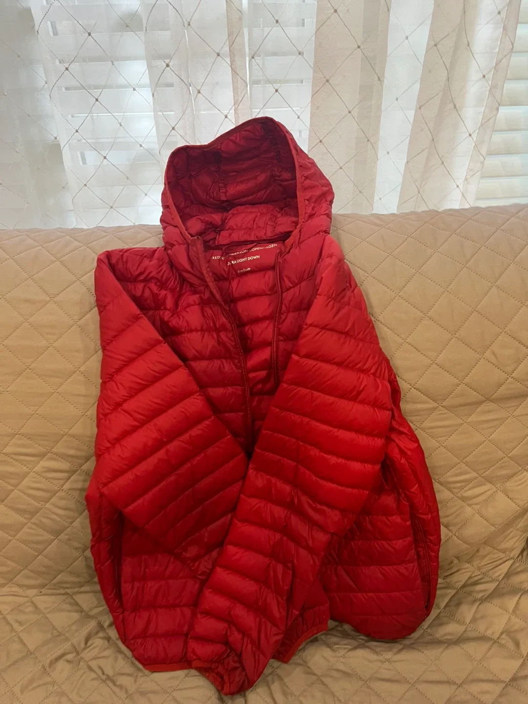 Frederik Anderson Copenhagen Red Puffer Jacket, Size S image indicator(2)