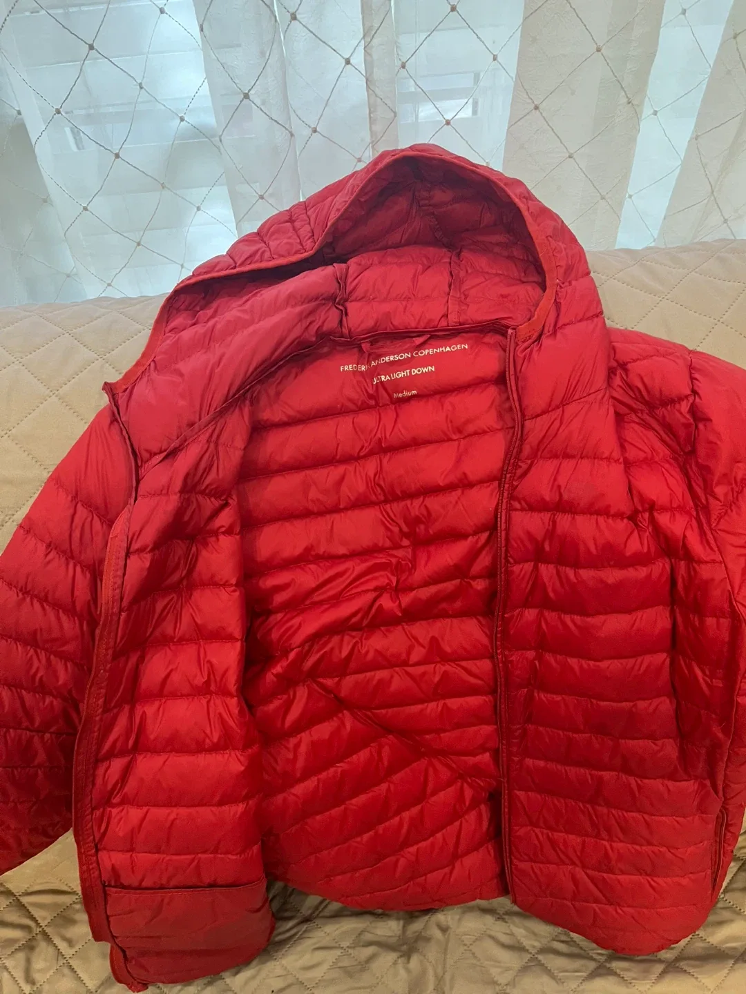 Frederik Anderson Copenhagen Red Puffer Jacket, Size S