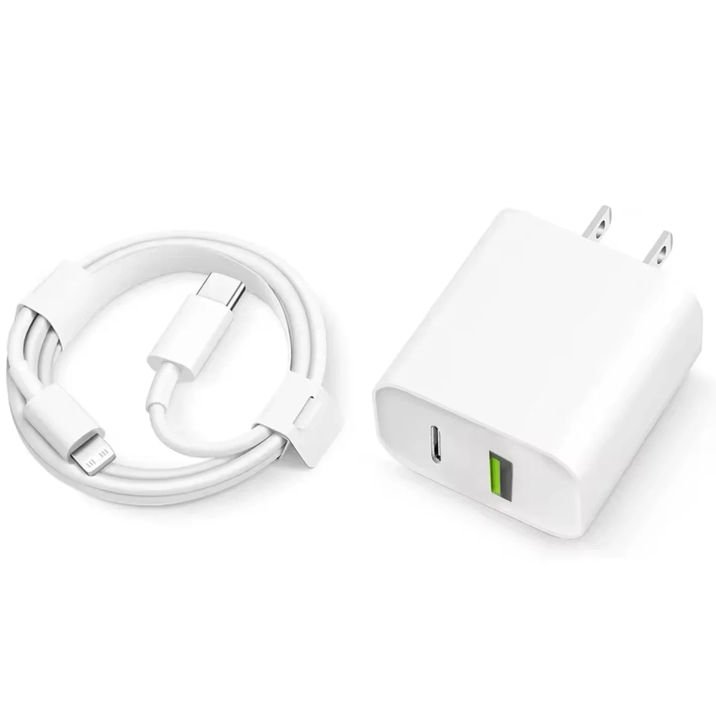 20W Charger For iPhone Android With USB, C to Lightning & Cable