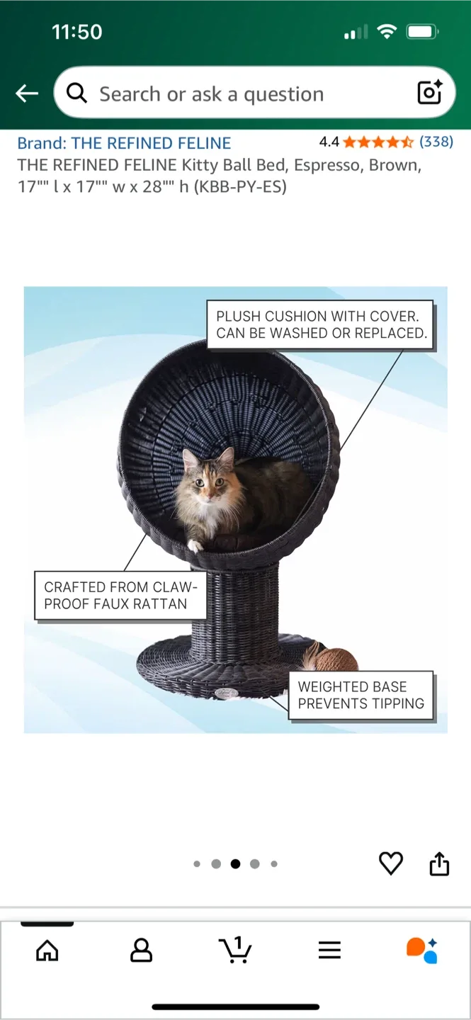 The Refined Feline Kitty Ball Bed image indicator(4)