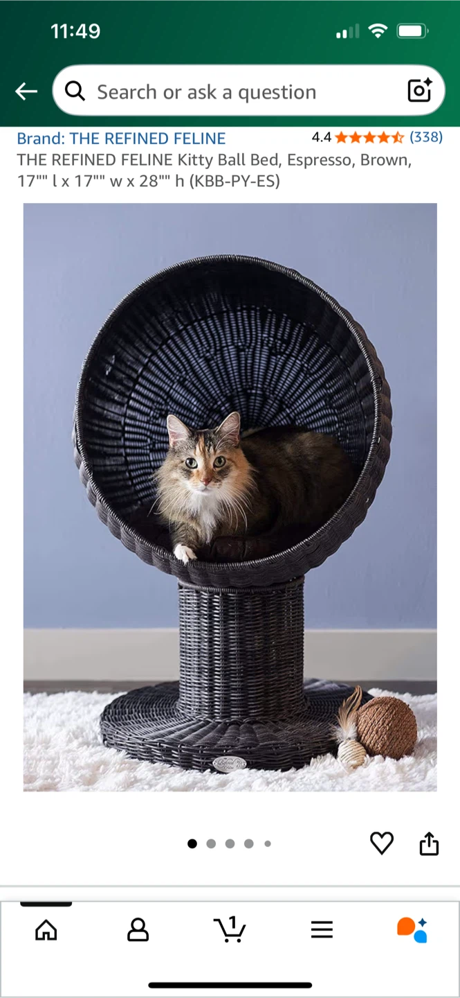 The Refined Feline Kitty Ball Bed