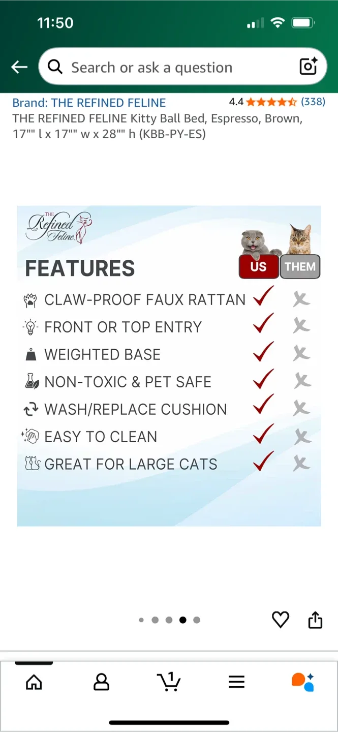 The Refined Feline Kitty Ball Bed image indicator(6)