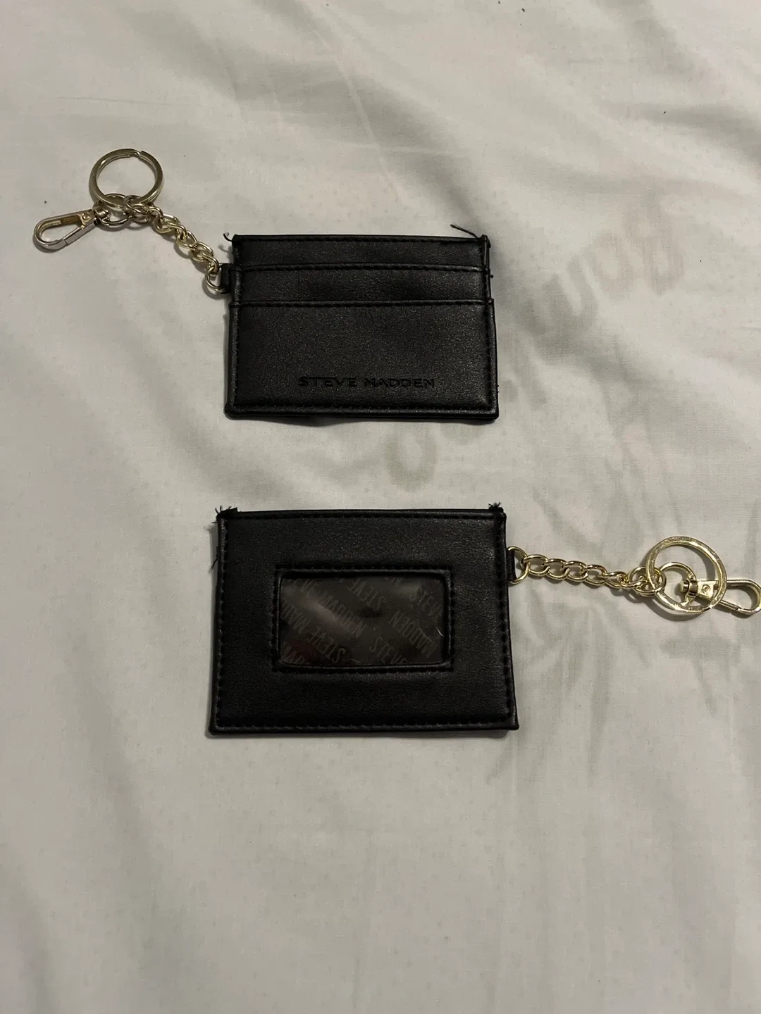 Steve Madden Black Card Holder Keychain