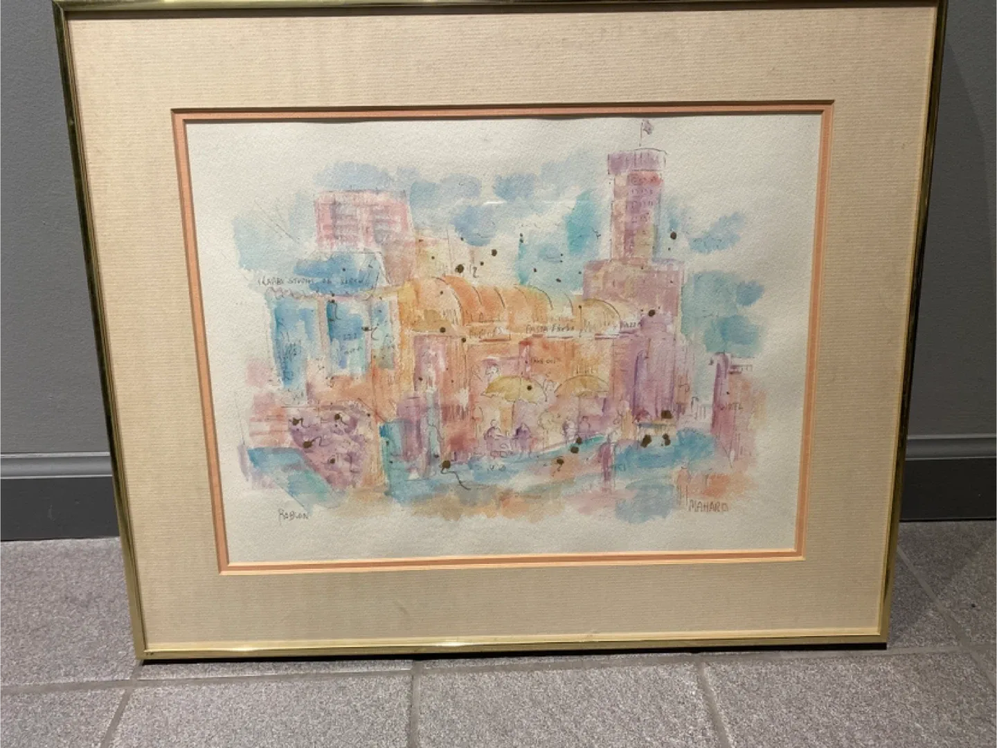 Framed Watercolor Painting - Signed ‘Mahara’