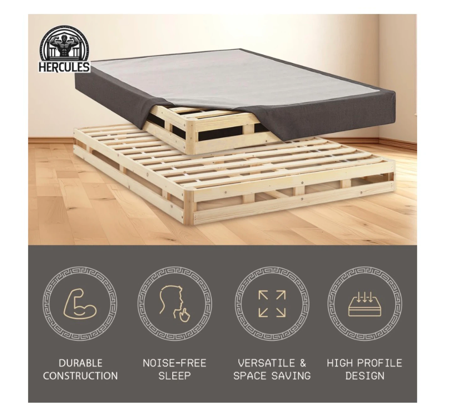 Hercules Full 8" Wood Box Spring - NEW