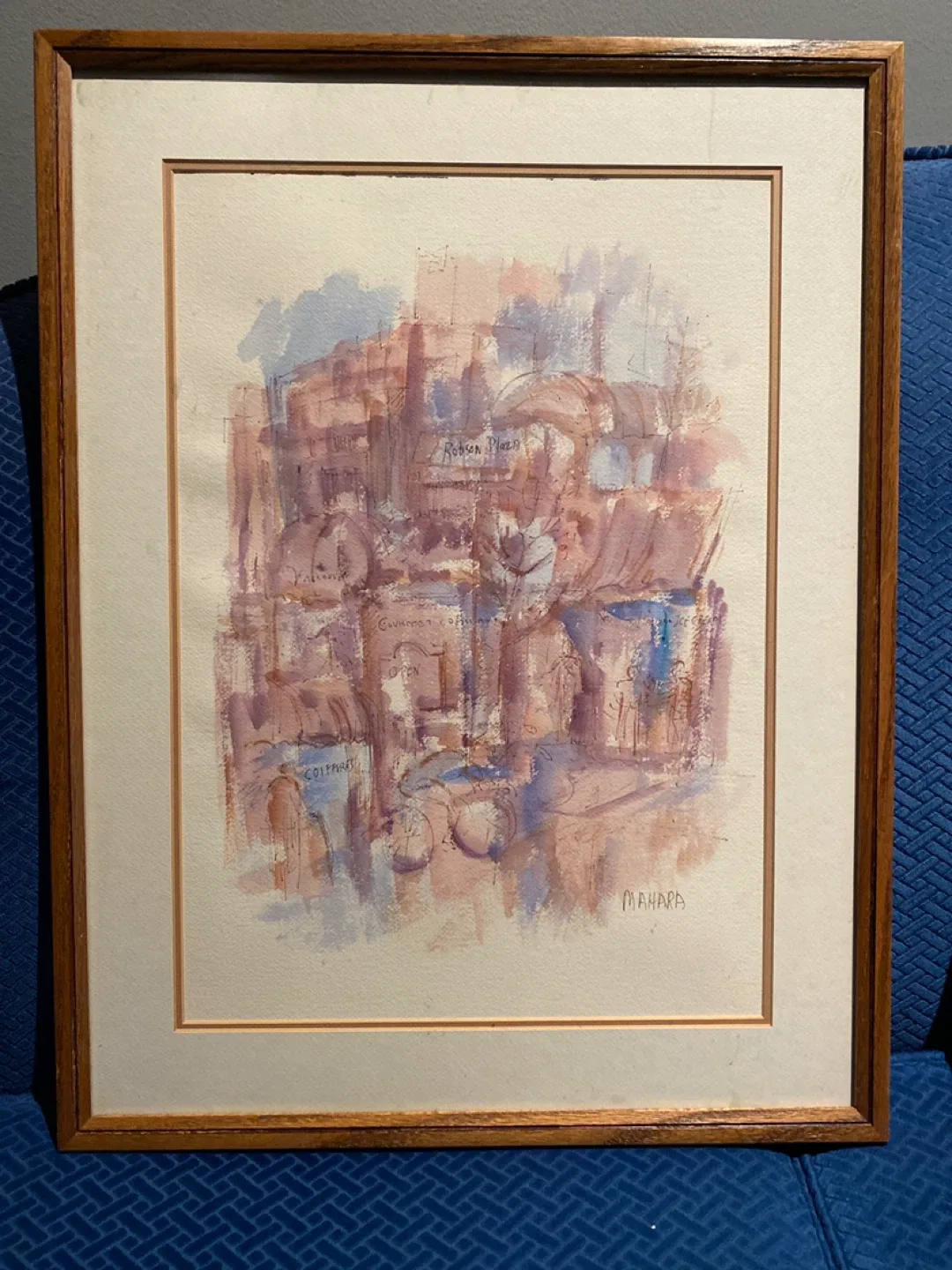 Framed Watercolor Painting by Mahara