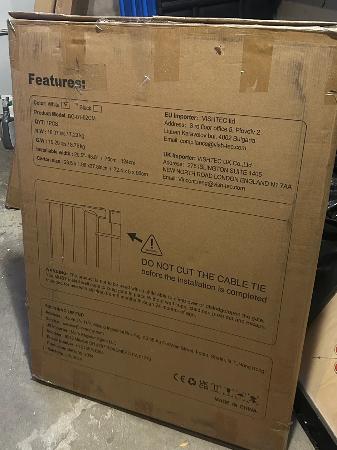 COMOMY Baby Safety Gate, White, New in Box image indicator(5)