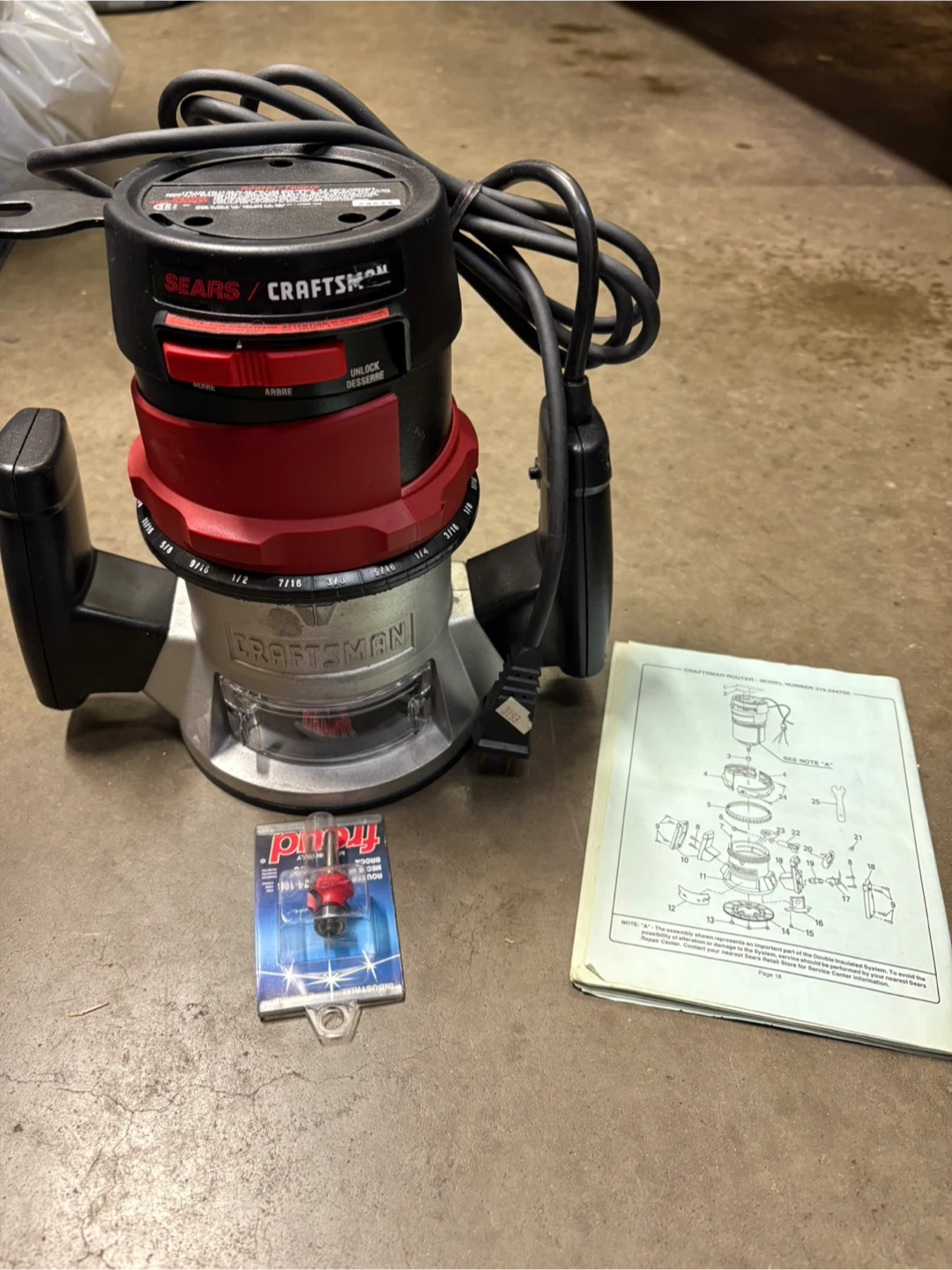 Craftsman Router with Manual & Bit - photo 2
