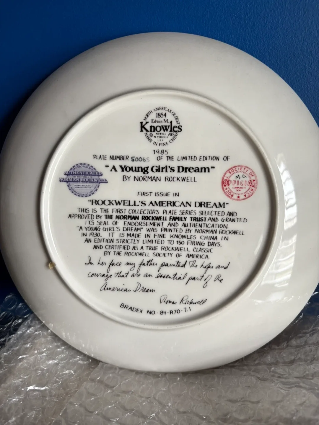 Norman Rockwell Collector Plates - "A Couple's Commitment" image indicator(2)