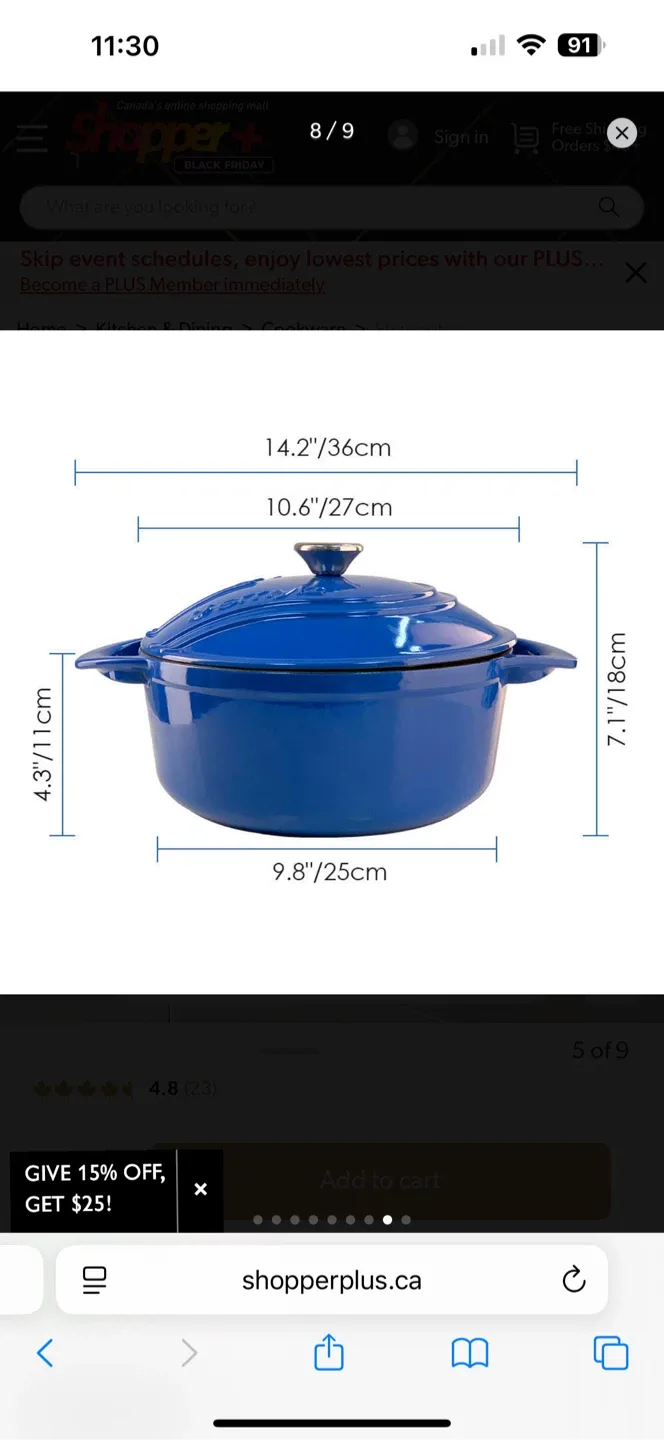 Shopper+ Cast Iron Dutch Oven, Blue