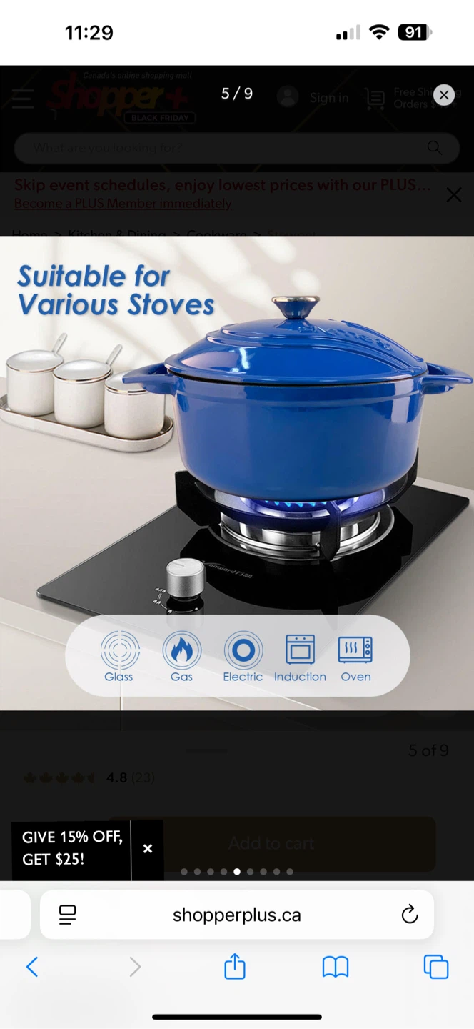 Shopper+ Cast Iron Dutch Oven, Blue - photo 3