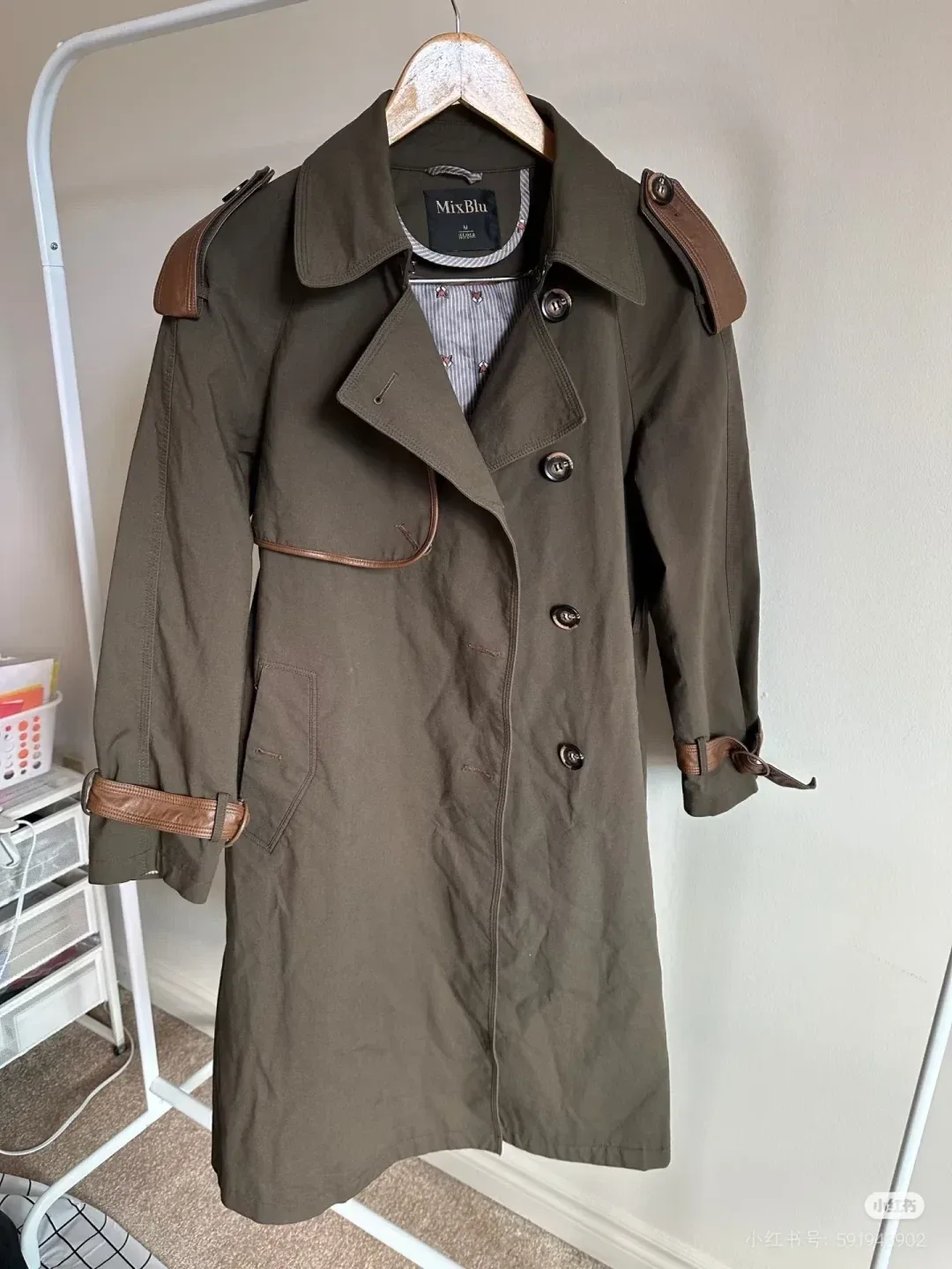 MixBlu Olive Green Trench Coat thumbnail