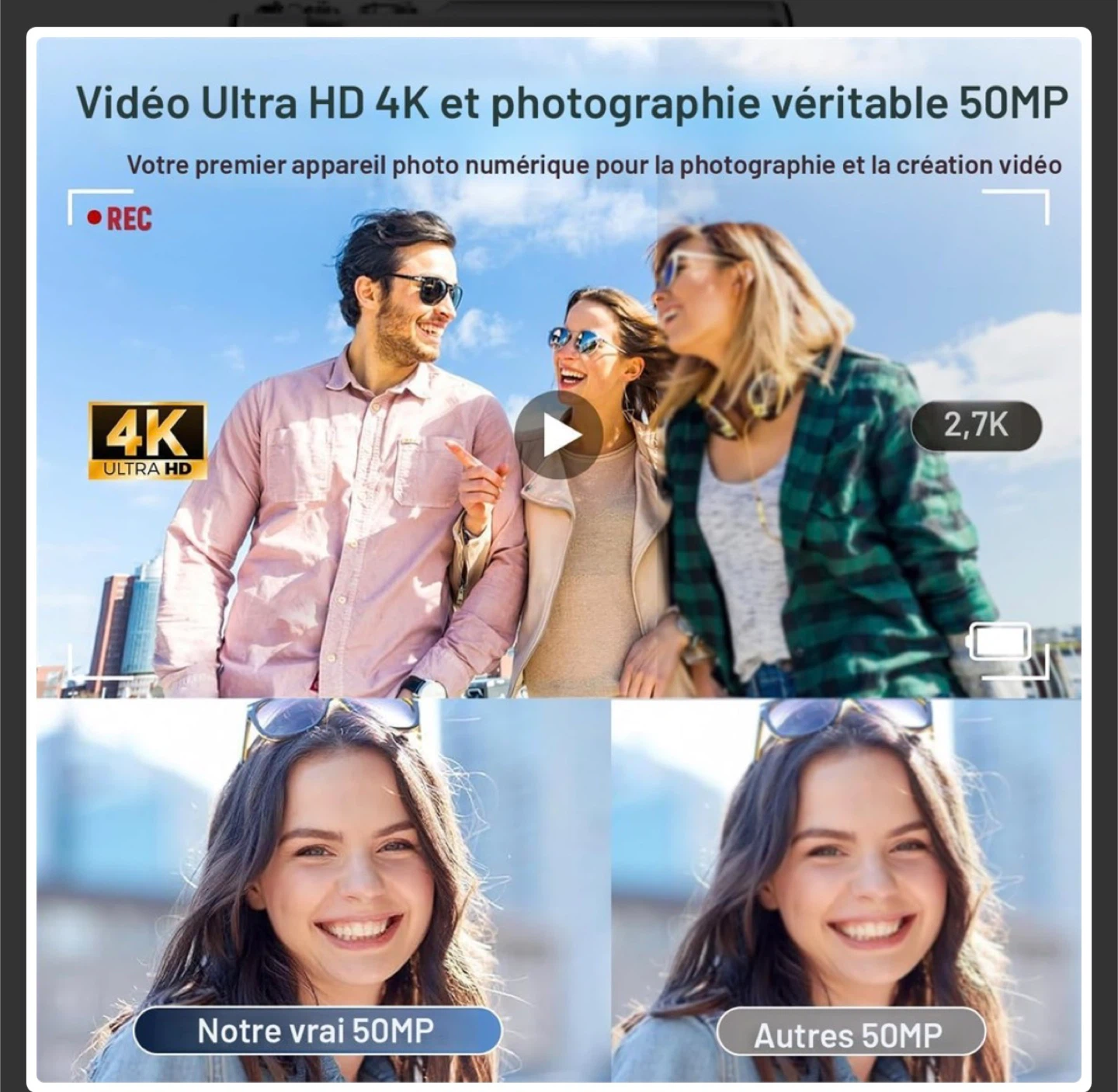 4K Ultra HD 50MP Digital Camera - Pink - photo 2