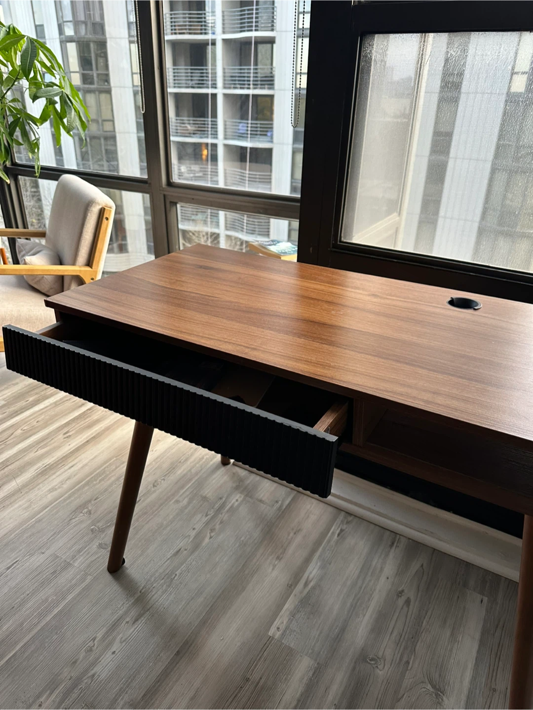 Wood Desk with Drawer
