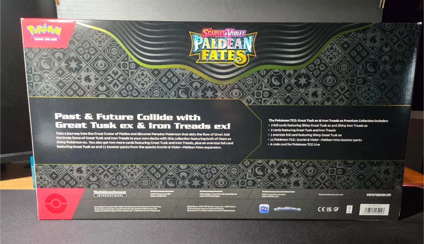 Pokemon Paldean Fates Great Tusk ex & Iron Threads ex Collection - photo 3