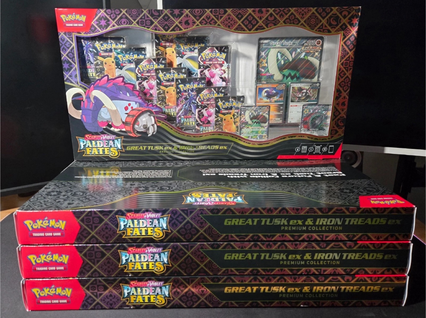 Pokemon Paldean Fates Great Tusk ex & Iron Threads ex Collection