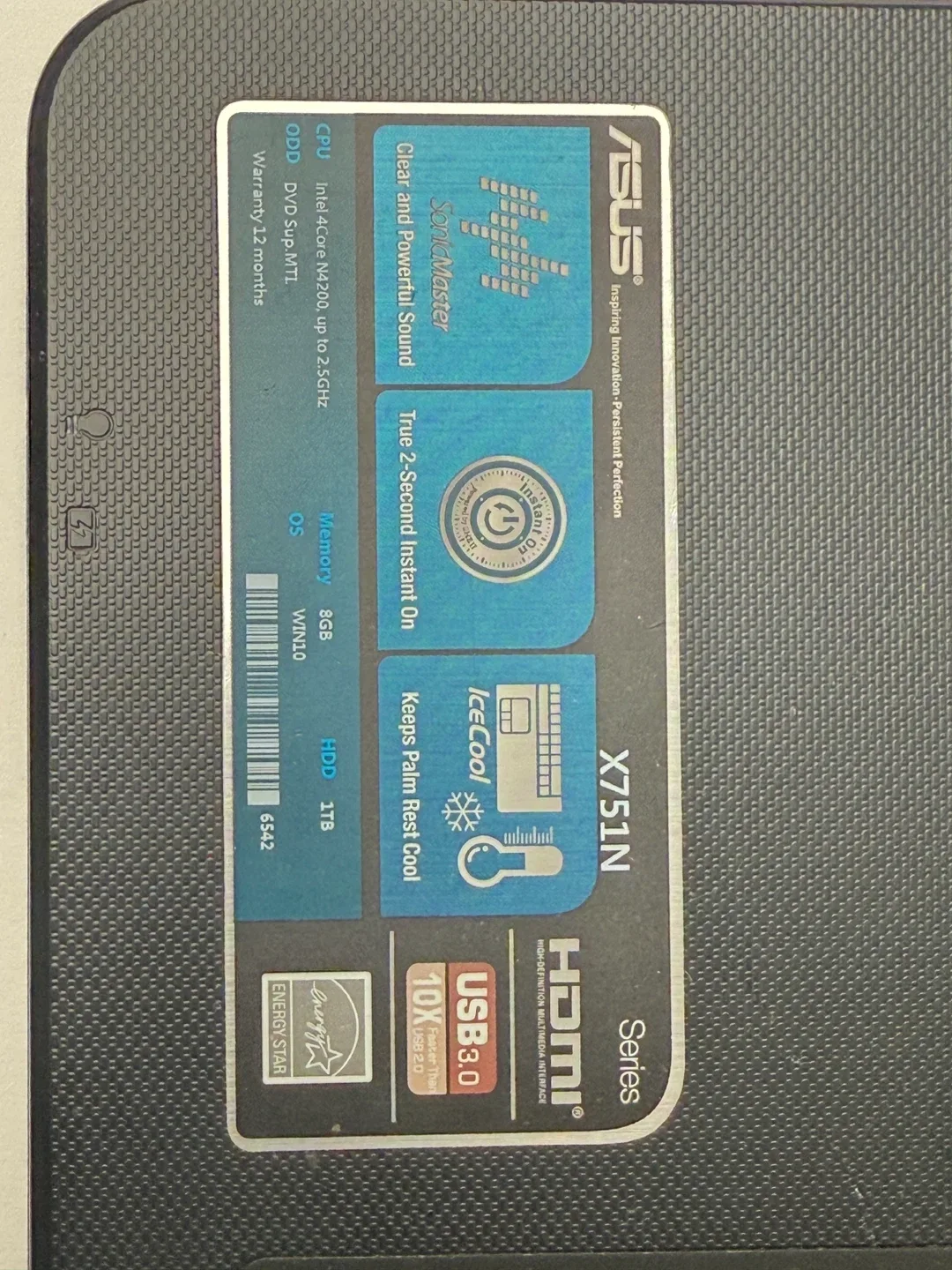 ASUS X751N Laptop - 1TB HDD, 8GB RAM image indicator(4)