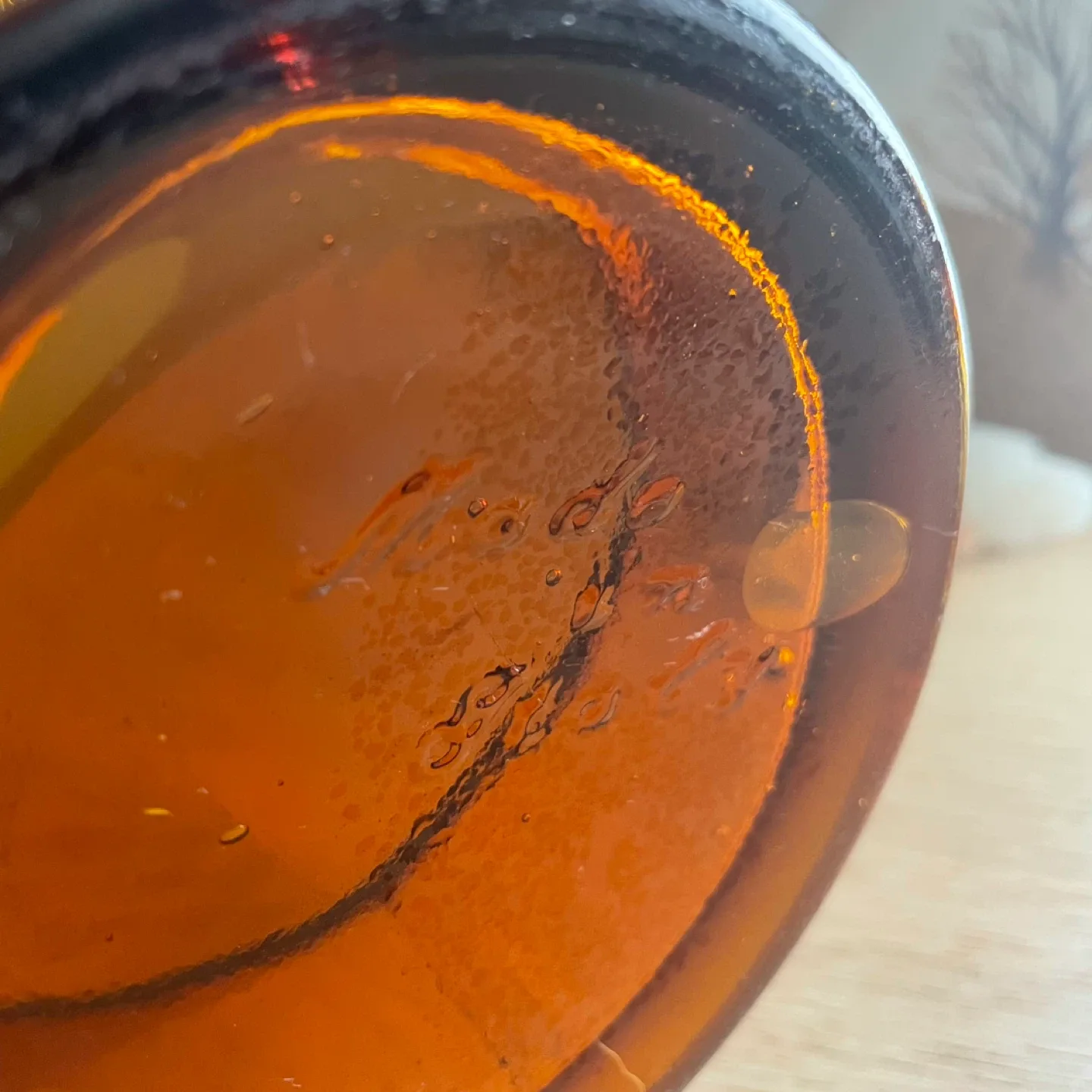 Vintage LARGE Amber Glass Jar with Lid image indicator(7)