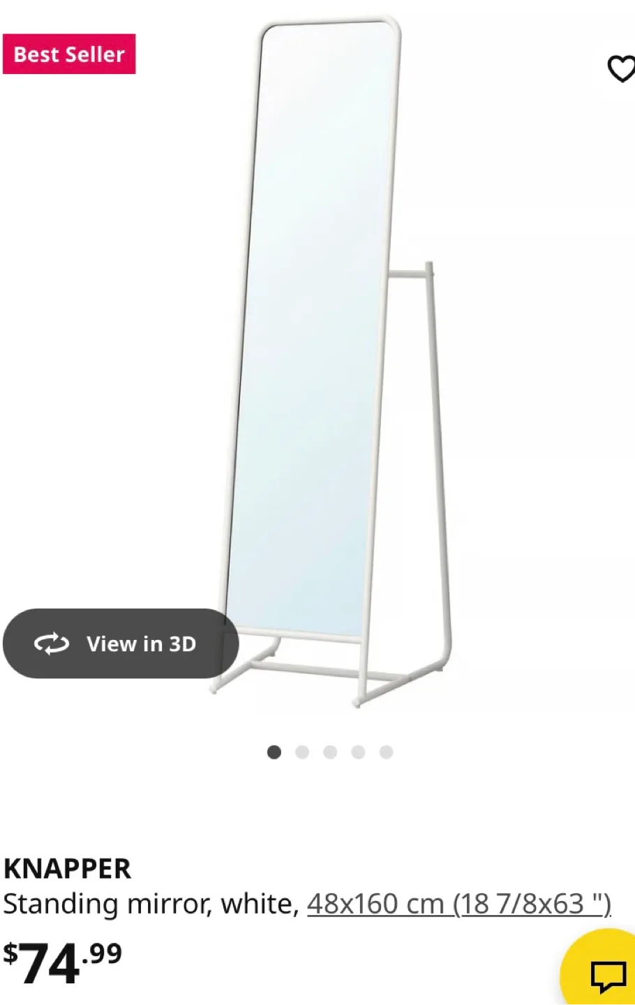 IKEA KNAPPER Standing Mirror - White