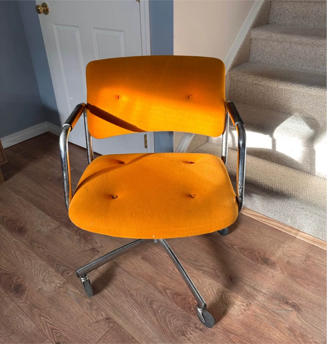 Vintage 1978 Steelcase Orange Office Chair with chrome