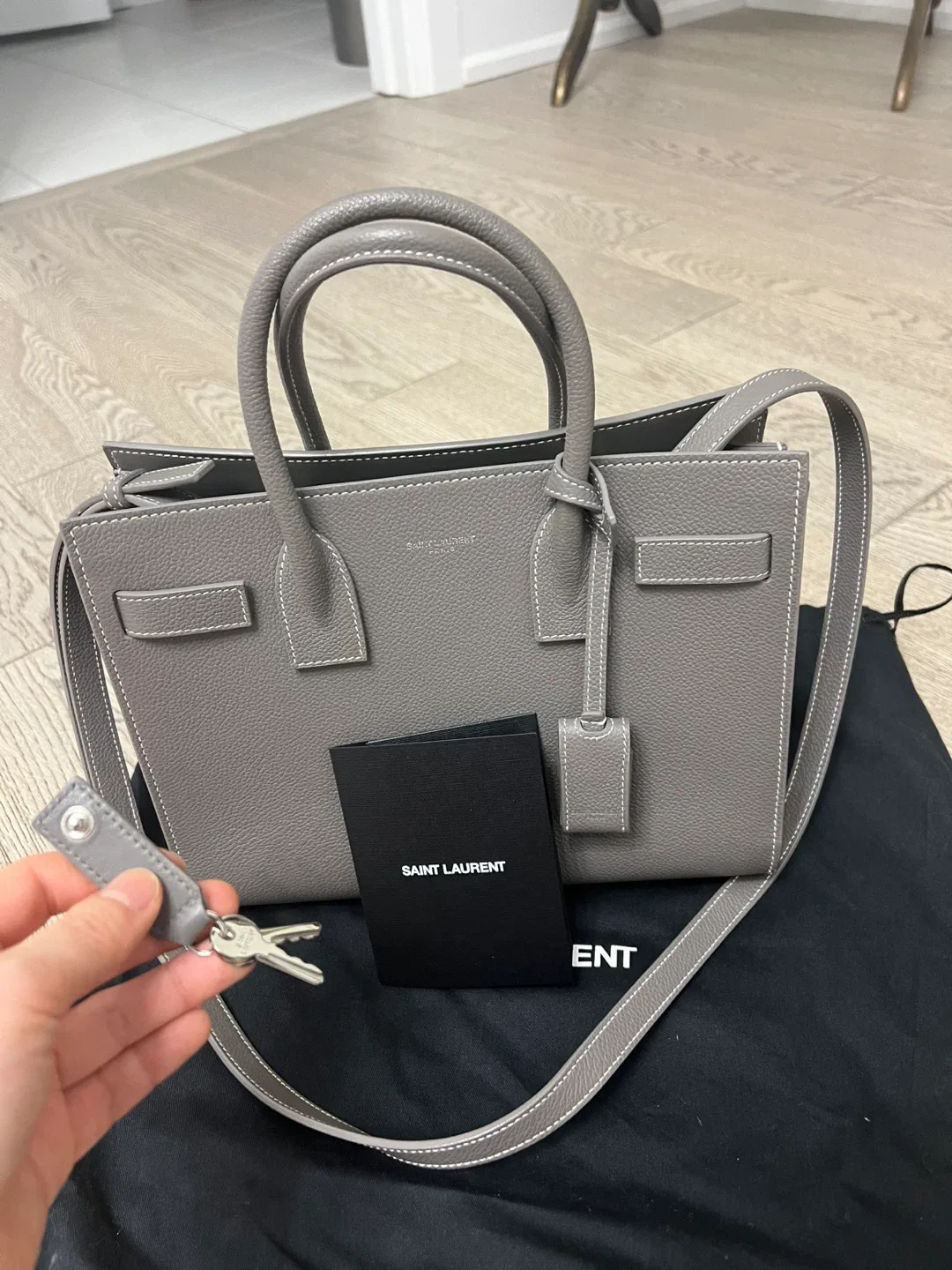 Saint Laurent Nano Sac De Jour in Grained leather Grey image indicator(3)