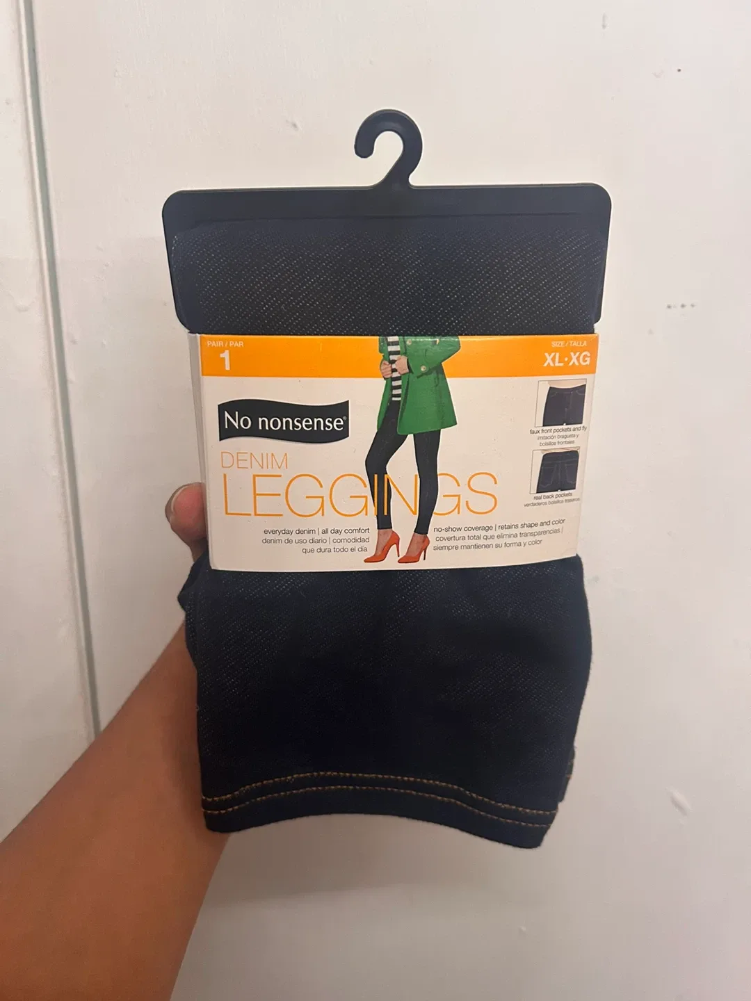 New no nonsense denim elastic waist leggings size XL