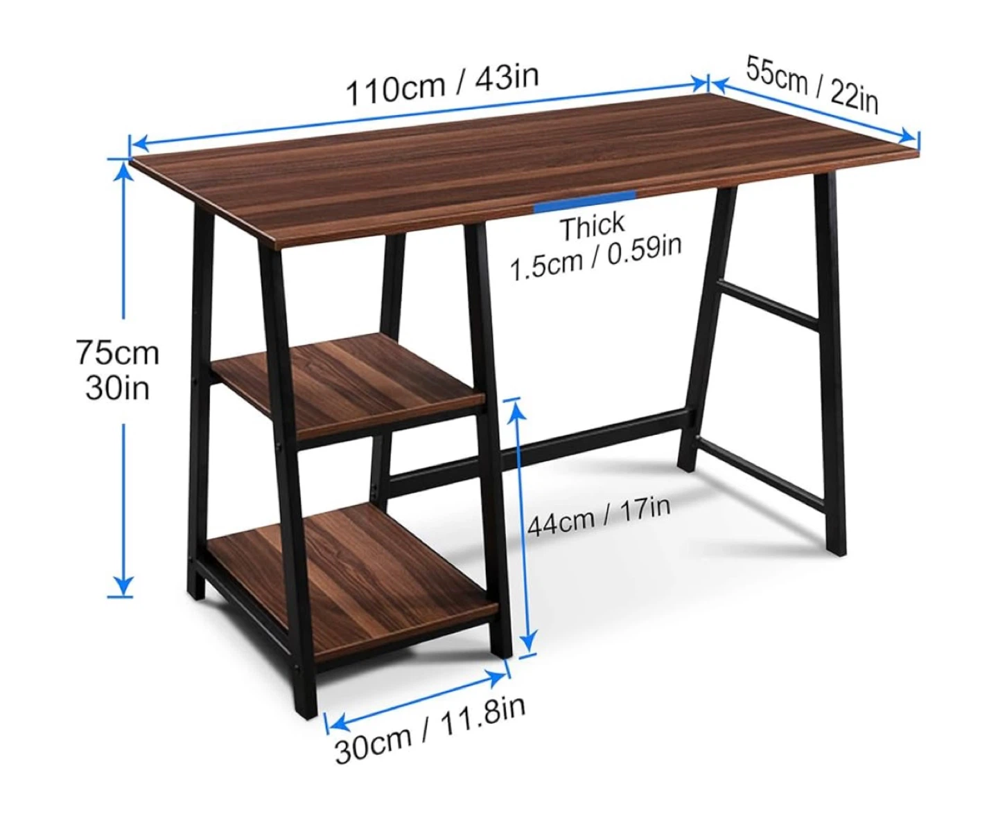 Industrial PC Computer Desk with Shelves - photo 2