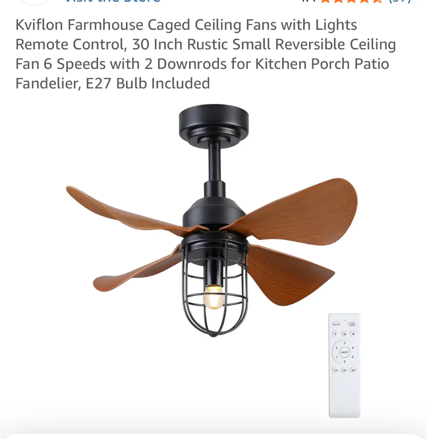 Kviflon Farmhouse Caged Ceiling Fan - 30 Inch image indicator(3)