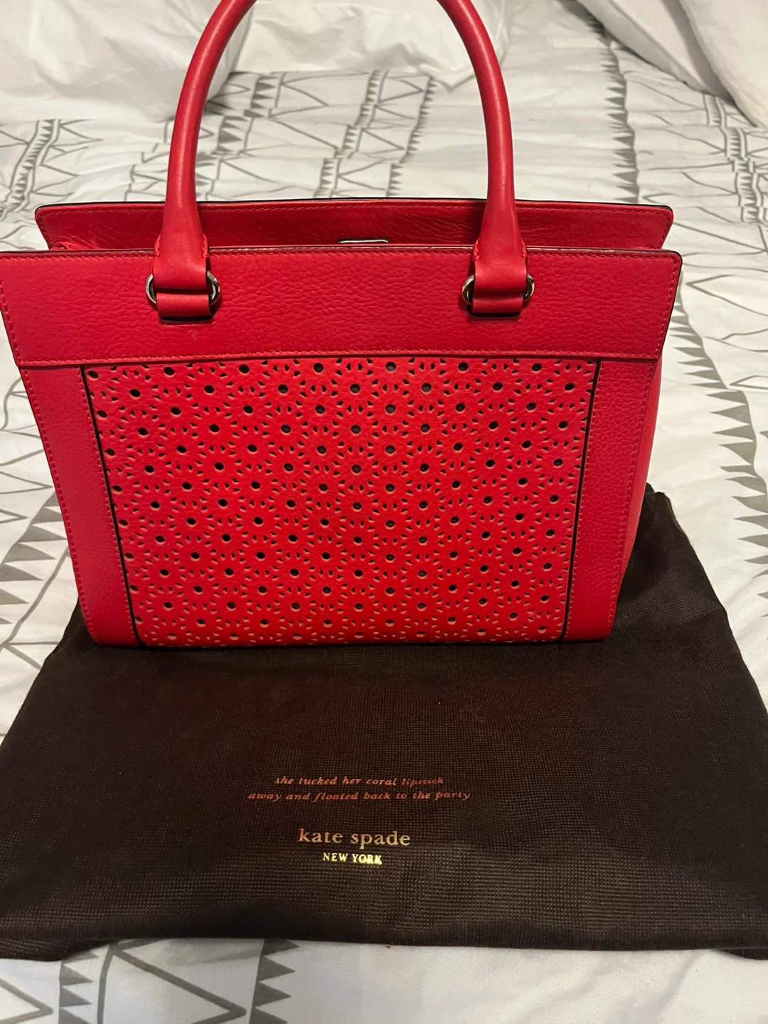 Kate Spade Red Leather Satchel image indicator(2)