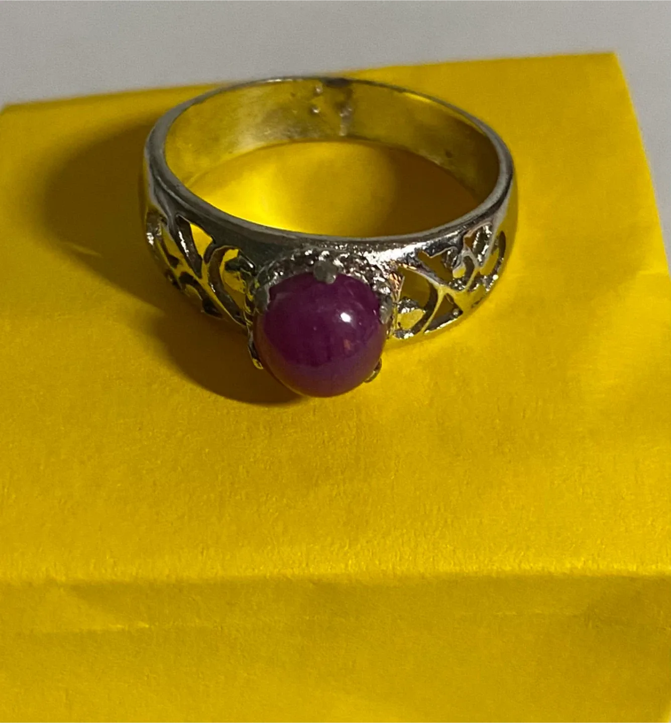 Silver Ring with Purple Ruby thumbnail