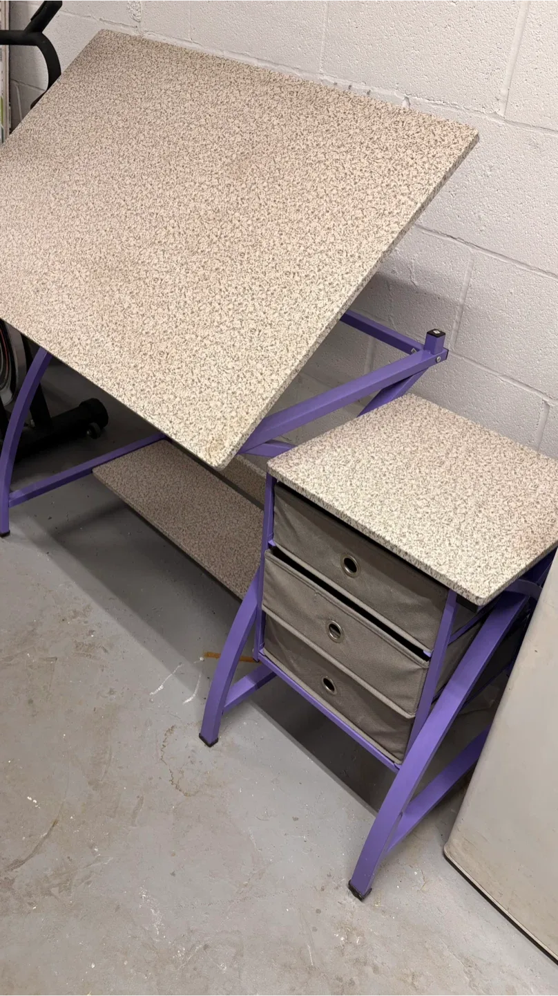 Purple Desk with Drawers
