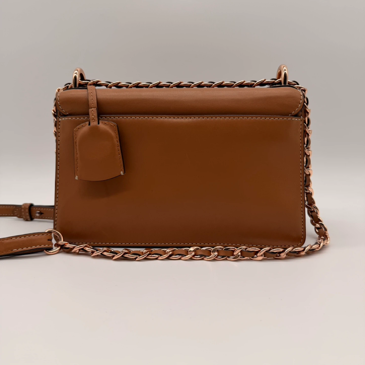 Oroton Leather Crossbody – Tan with Rose Gold Chain/almost new - photo 4