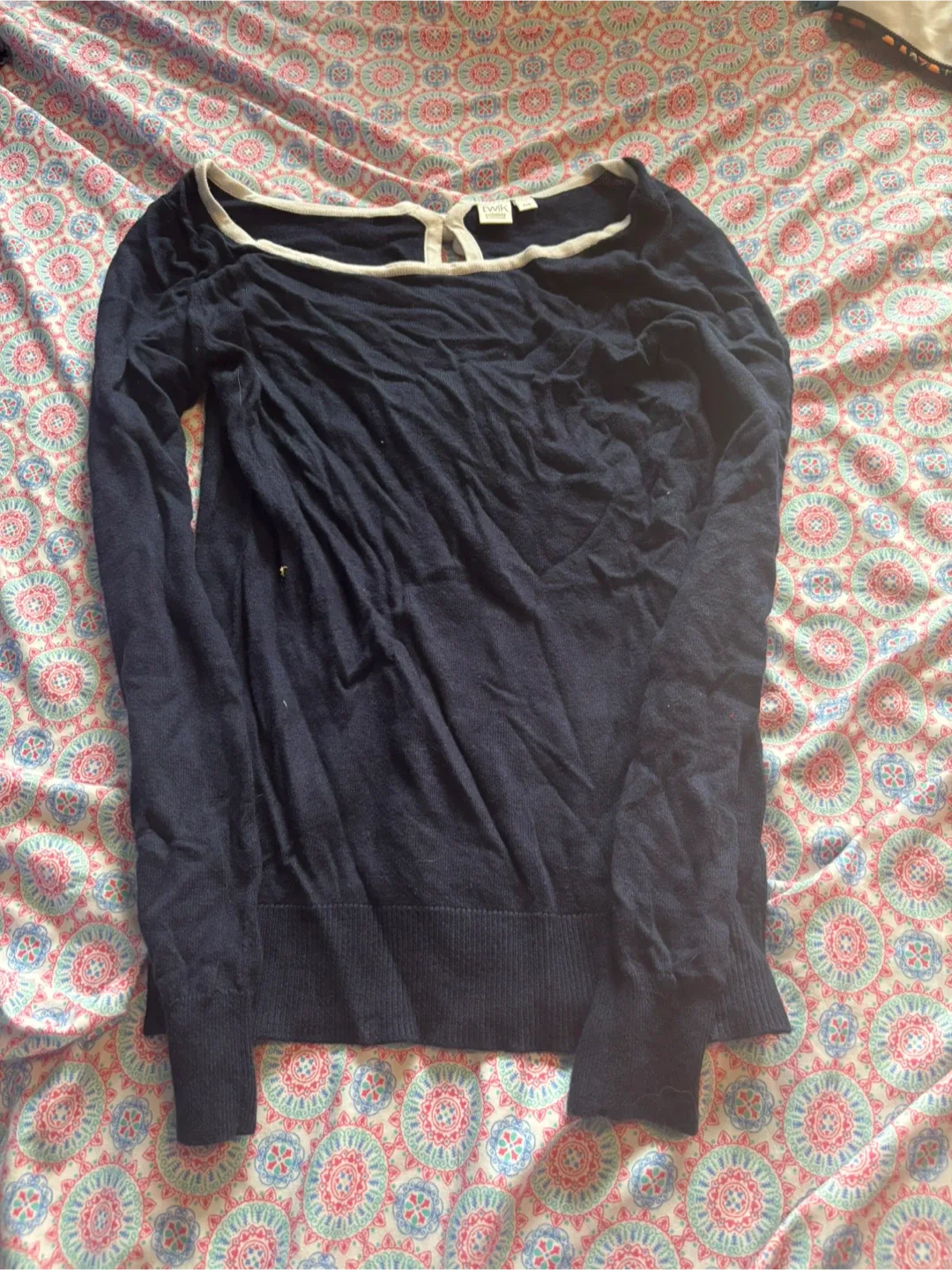 Twik Navy Blue Long Sleeve Top - Size small