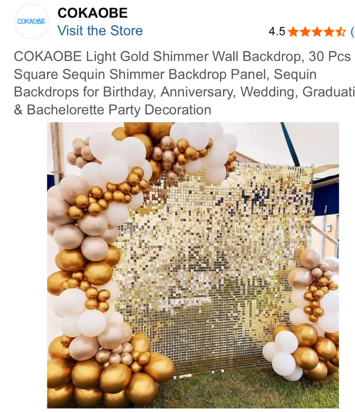 COKAOBE Light Gold Shimmer Wall Backdrop image indicator(5)
