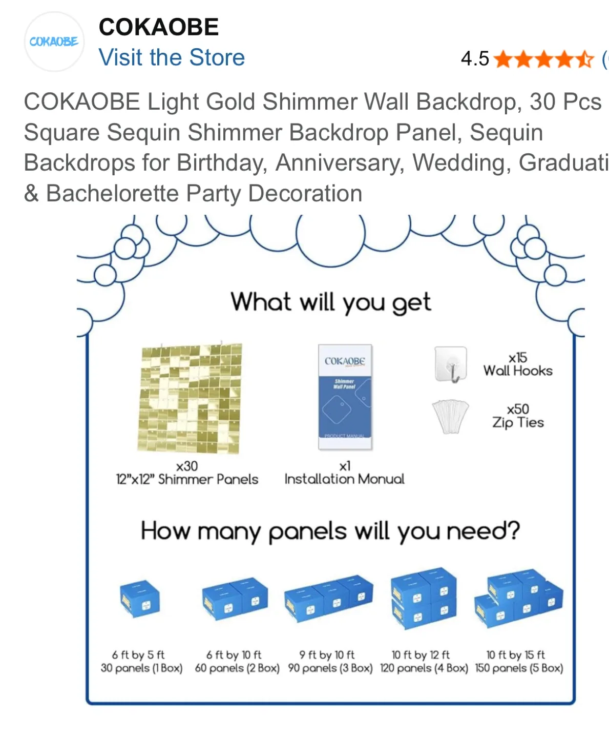 COKAOBE Light Gold Shimmer Wall Backdrop image indicator(2)