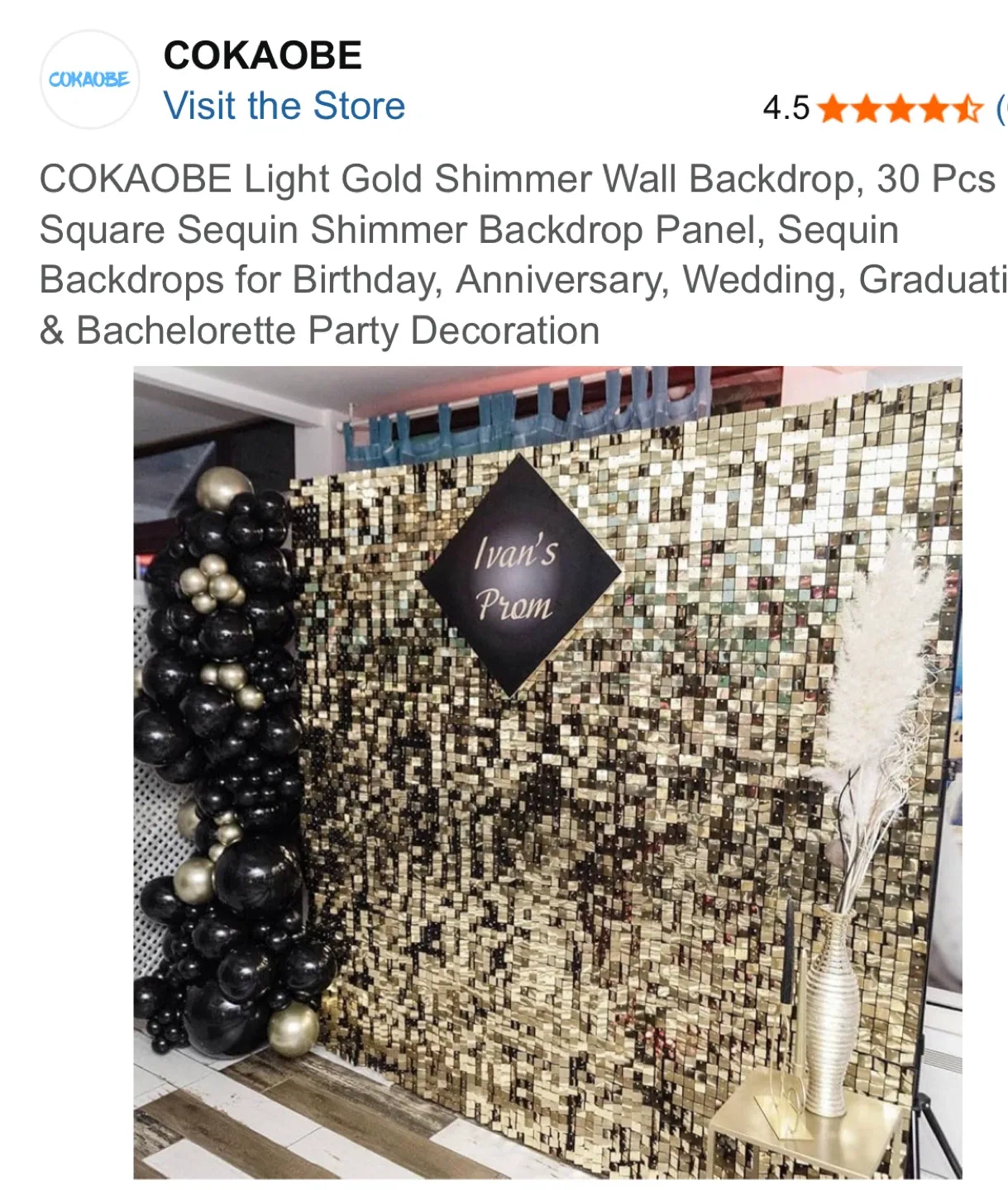 COKAOBE Light Gold Shimmer Wall Backdrop image indicator(7)